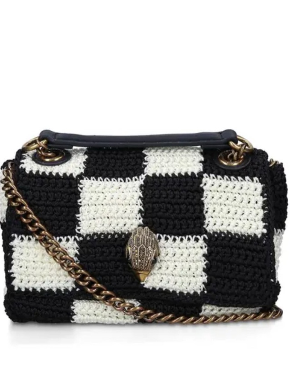 Kurt Geiger Black & White Crochet Mini Kensington Shoulder Bag (NWT)